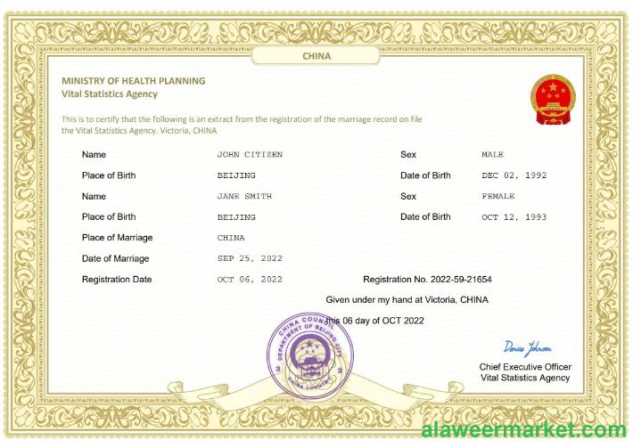China marriage certificate Word and PDF template